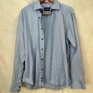 Bertigo‎ 2XL Long Sleeve Diamond Pattern Shirt Blue & White Made in Turkey